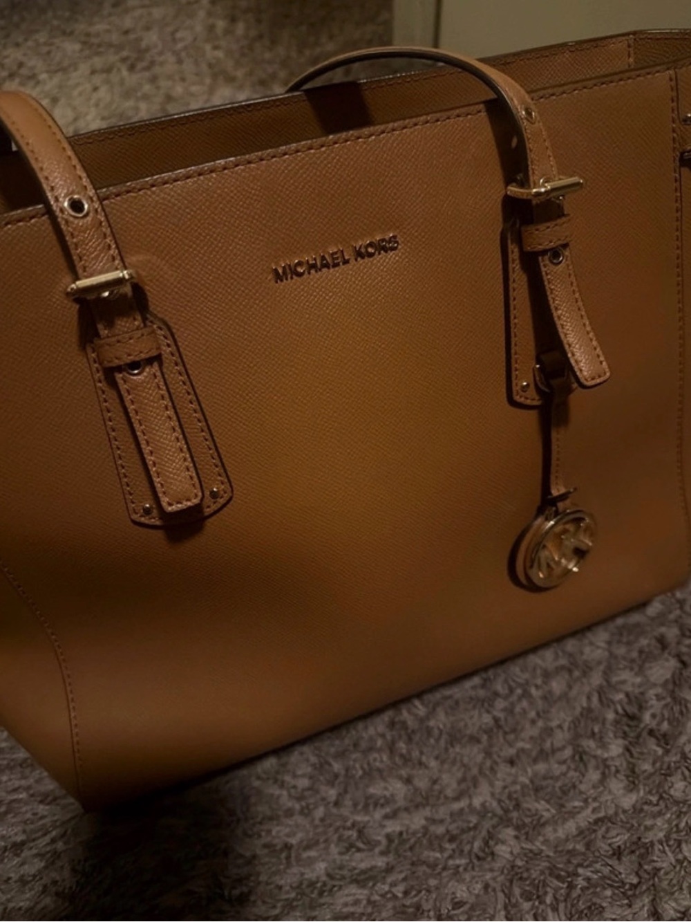 Michael Kors Leather Tote in Cognac Brown